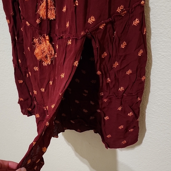 RAGA Red A-Line Midi Skirt with Tie Front - Picture 8 of 12